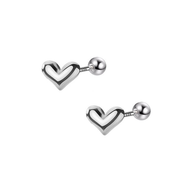 Dainty Heart Screw Stud Earrings: Pure 925 Sterling Silver Jewelry for Baby Girls!