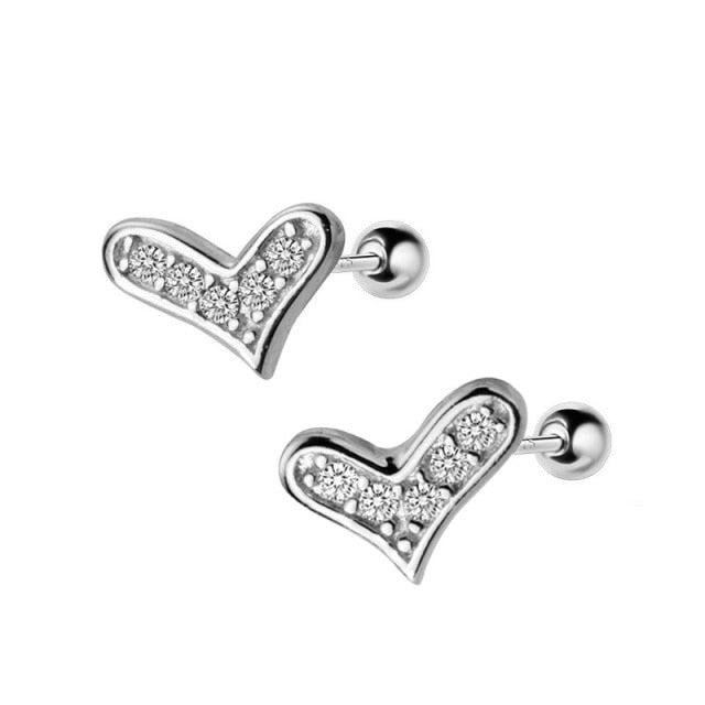 Dainty Heart Screw Stud Earrings: Pure 925 Sterling Silver Jewelry for Baby Girls!
