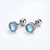 Load image into Gallery viewer, Radiant Moonstone Elegance: 925 Sterling Silver Screw Earrings for Children!